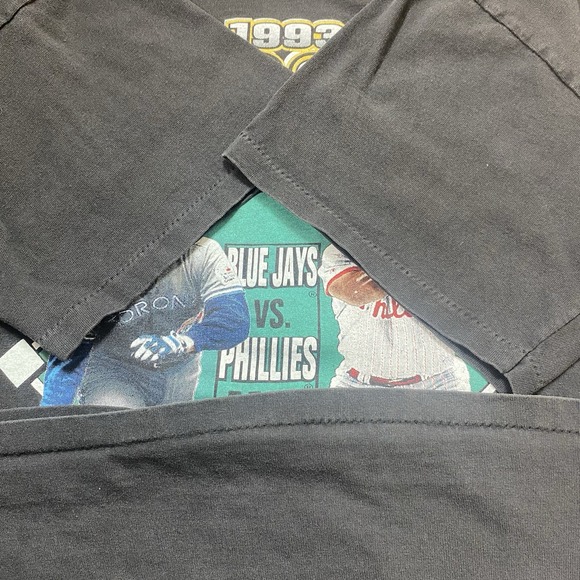 VTG 1993 MLB World Series Philadelphia Phillies Toronto Blue Jays T-Shirt 90s XL - Picture 6 of 7